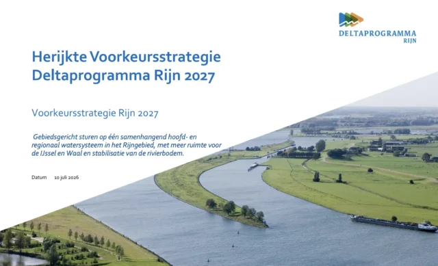 Voorblad van deHerijkte Voorkeursstrategie 
Deltaprogramma Rijn 2027